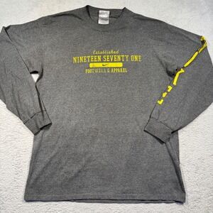 Vintage Y2K Nike Established 1971 Long Sleeve T Shirt Grey Yellow Men's Size M